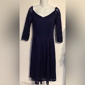 Missmay Women’s Lace Dress. Below The Knee.  Beautifully Lined. Size S